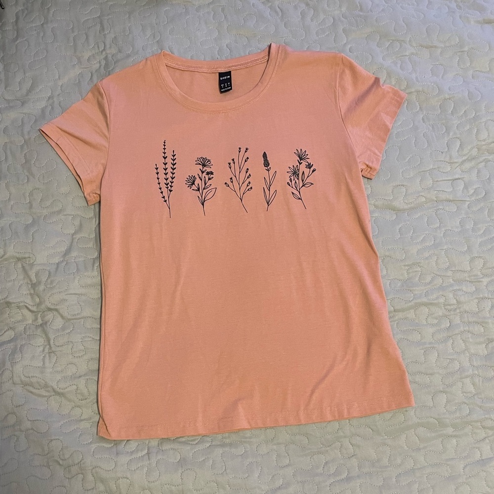 SHEIN Floral Print Round Neck Tee